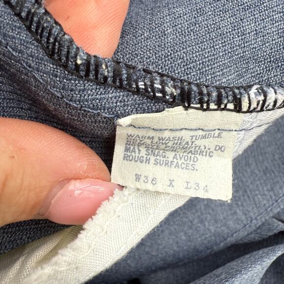 VTG 80s Levi's 517 Gray Sta Press Boot Cut Polyester Dress Pants White Tab 36x34 - Picture 4 of 12